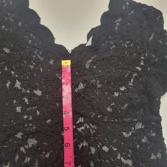 Black Lace Mesh See Through Top Long Sleeve Lace Blouse Size S/M - Picture 8 of 13